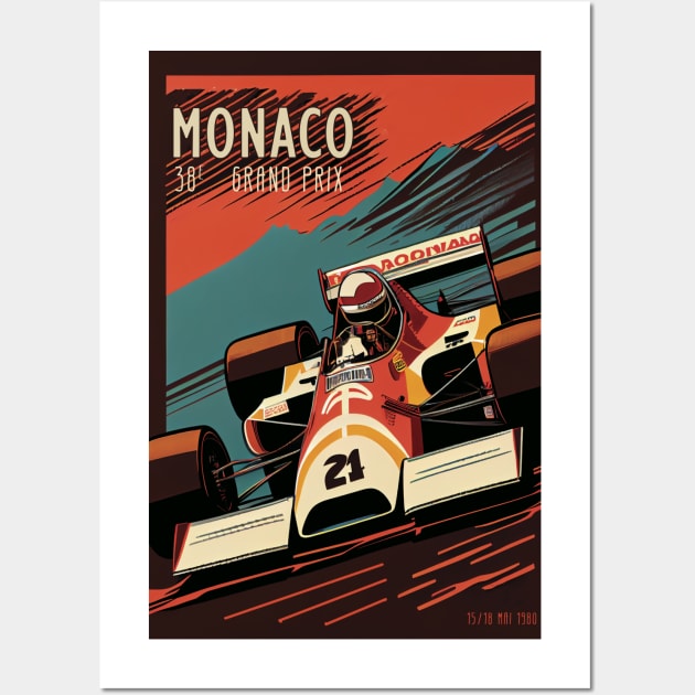 1980 Monaco Grand Prix Travel Poster Wall Art by GreenMary Design